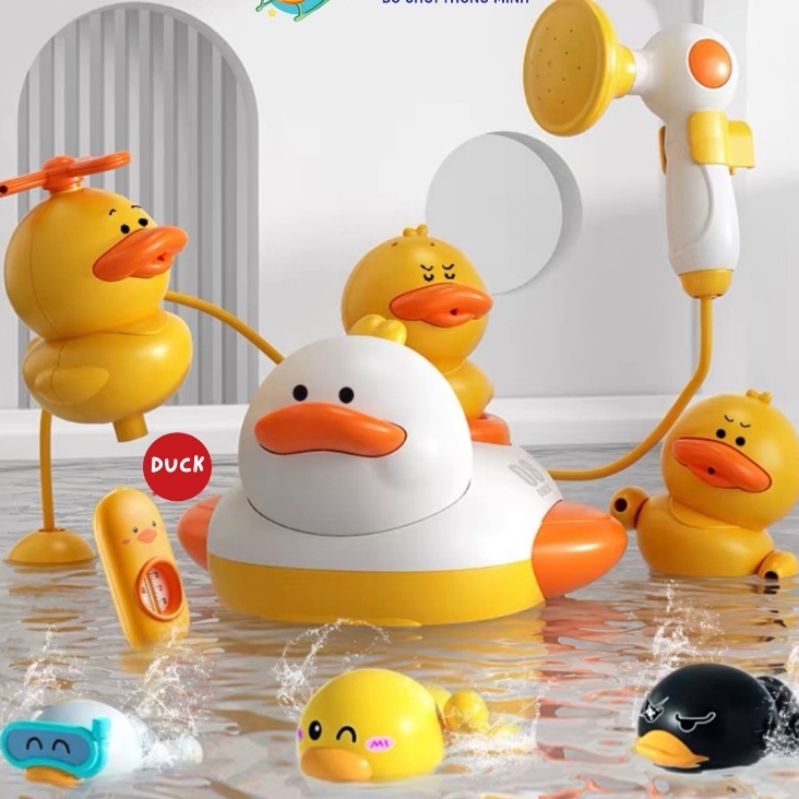 Đồ chơi vịt bơi nhà tắm, vịt phun nước có vòi hoa sen phiên bản nâng cấp