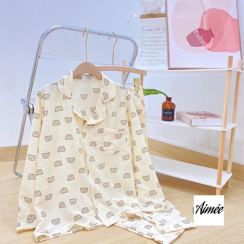 Bộ đồ ngủ nữ FREESHIP Đồ mặc nhà -Bộ ngủ nữ -cotton giấy dài tay mặc nhà cute