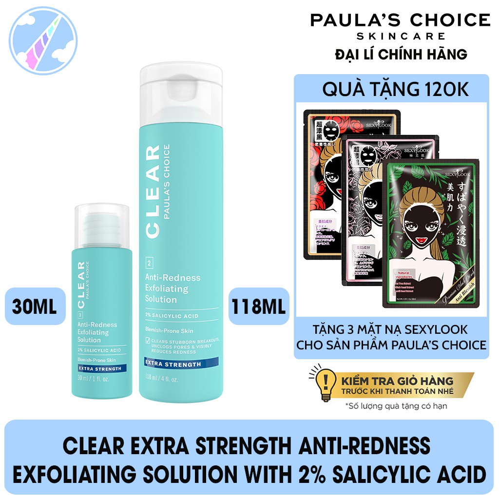 Dung Dịch Tẩy Da Chết Ngừa Mụn Sưng Viêm Chuyên Sâu Paula's Choice Clear Extra Strength Anti-Redness 2% Salicylic Acid