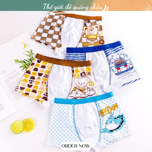 Set 4 quần chíp bé trai từ 3-10 tuổi - Quần sịp đùi - Chất liệu vải cotton thoáng mát (QC18)