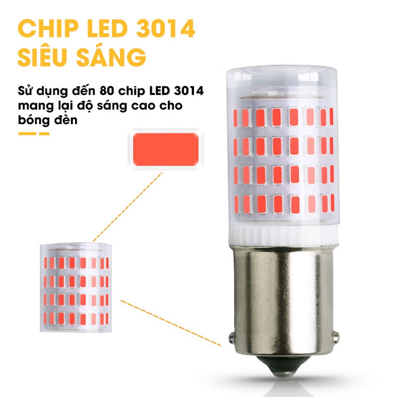 Đèn led phanh, báo rẽ xi nhan, hậu xe chân  1157 chip 3014 1153014-80