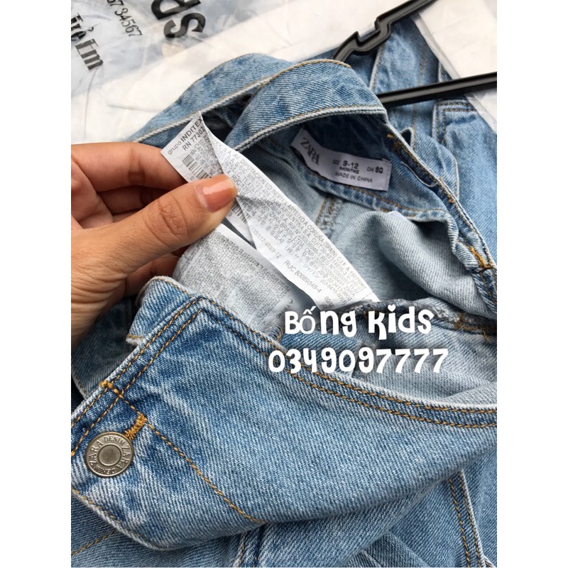 Yếm Quần Bé Trai & Bé Gái 2 Túi Mickey & Bạn Xanh Denim ZR