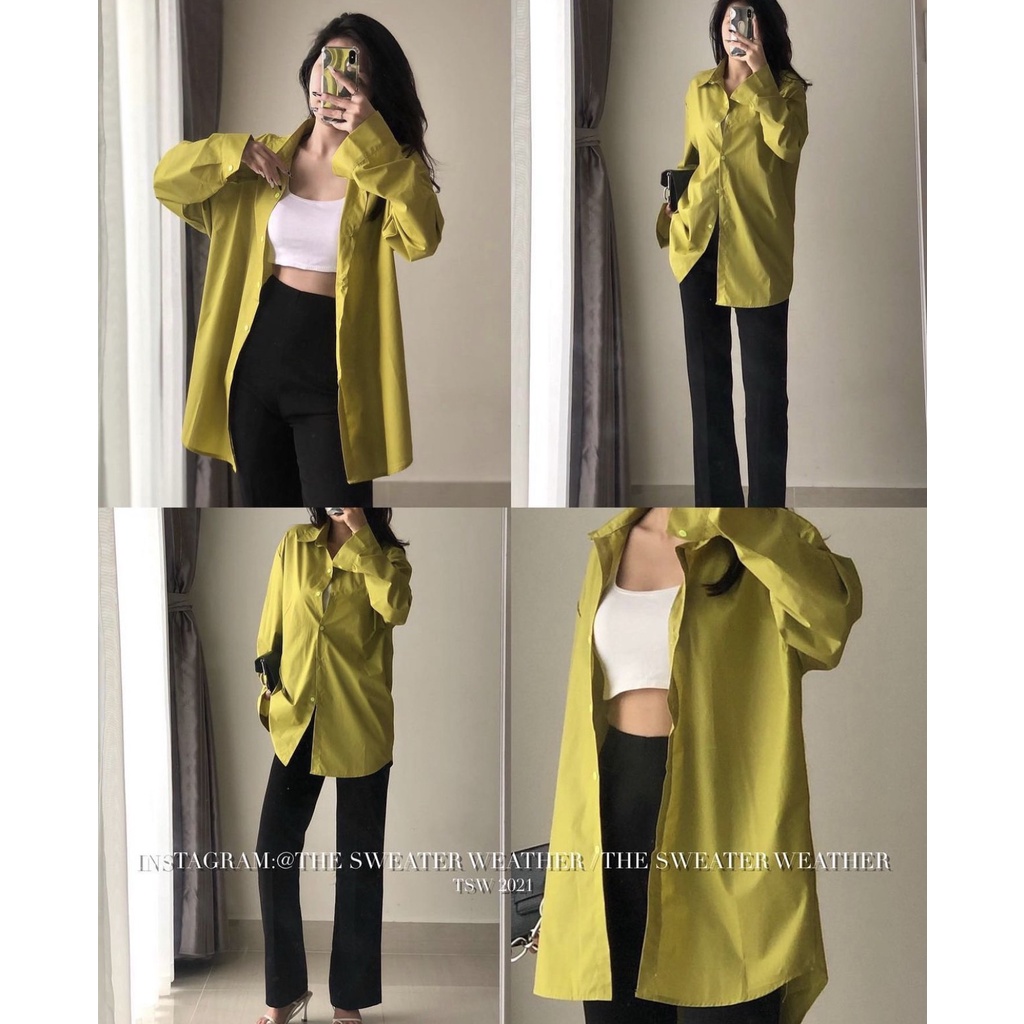 Áo sơ mi thô mềm 8 màu trơn oversize