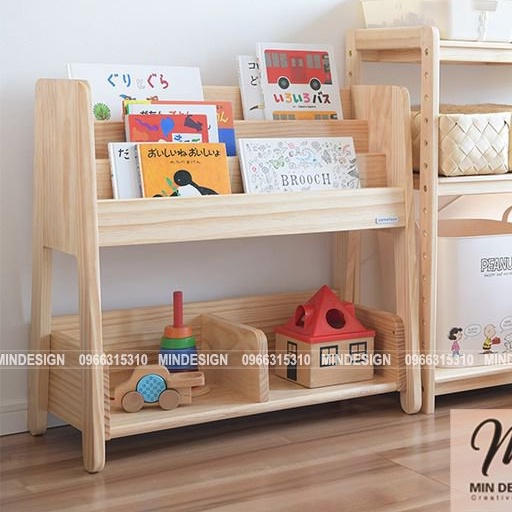 Kệ giá sách, kệ đồ chơi đa năng cho bé, theo Montessori gỗ Thông tự nhiên nhập khẩu,an toàn cho bé khi sử dụng!
