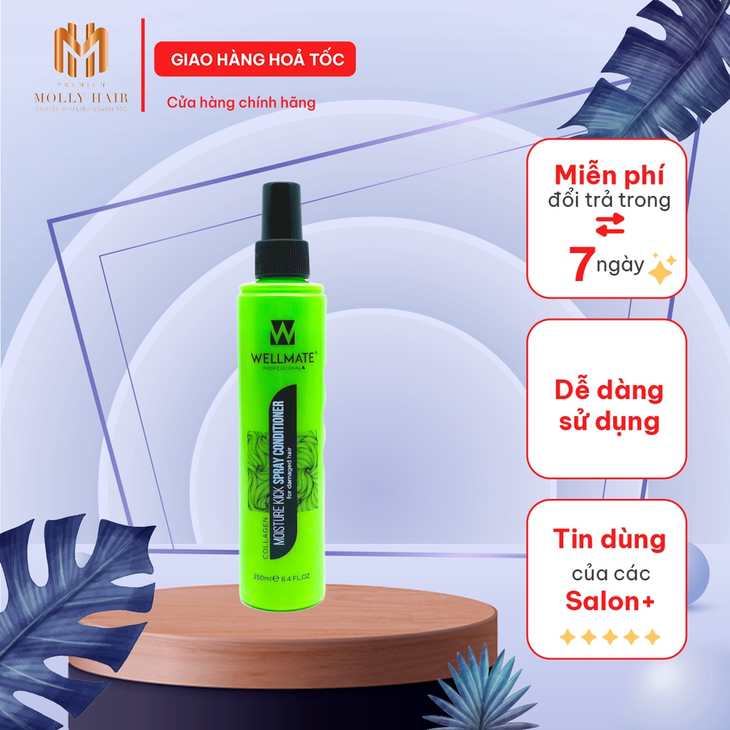 Xịt dưỡng tóc MollyHair thương hiệu Wellmate, phục hồi độ bóng mượt, mềm mại, tránh các tác hại từ nhiệt độ và hóa chất