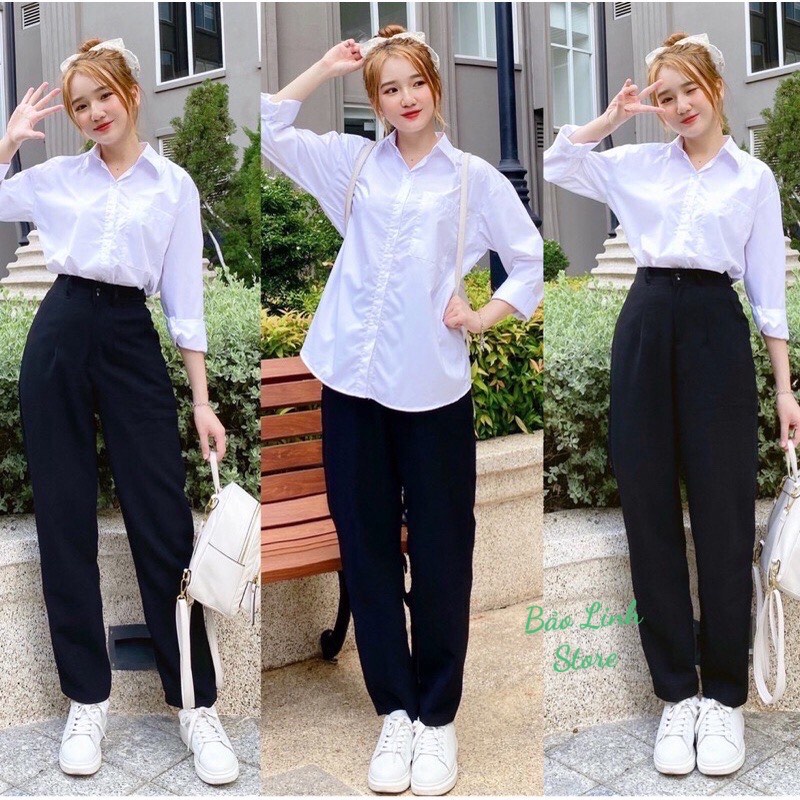 Quần Baggy Nữ Lưng Cao Linh Store Bigsize Dáng Dài Công Sở Chất Liệu Tuyết Mưa Đi Làm Đi Học M668