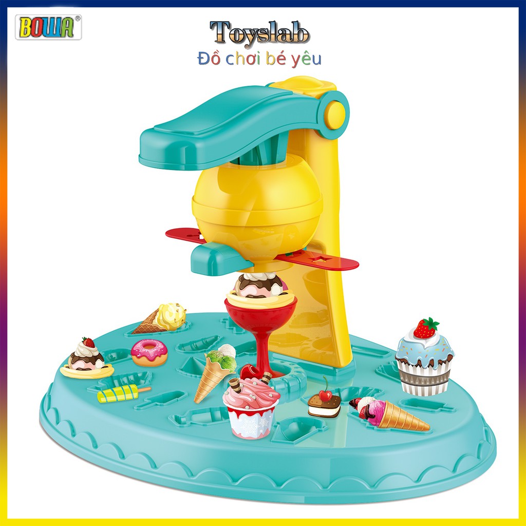 [Toyslab] Đồ chơi nhập vai thợ làm kem BOWA 8739 : Đồ chơi dụng cụ làm kem đất nặn play doh 21 chi tiết