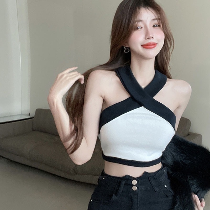 Áo Lửng Hai Dây Dáng Ôm Thời Trang Quyến Rũ Dành Cho Nữ