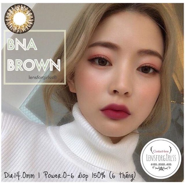 &lt;Sẵn 1.00 độ&gt; Kính Áp tròng BNA BROWN (Hsd 6 tháng)