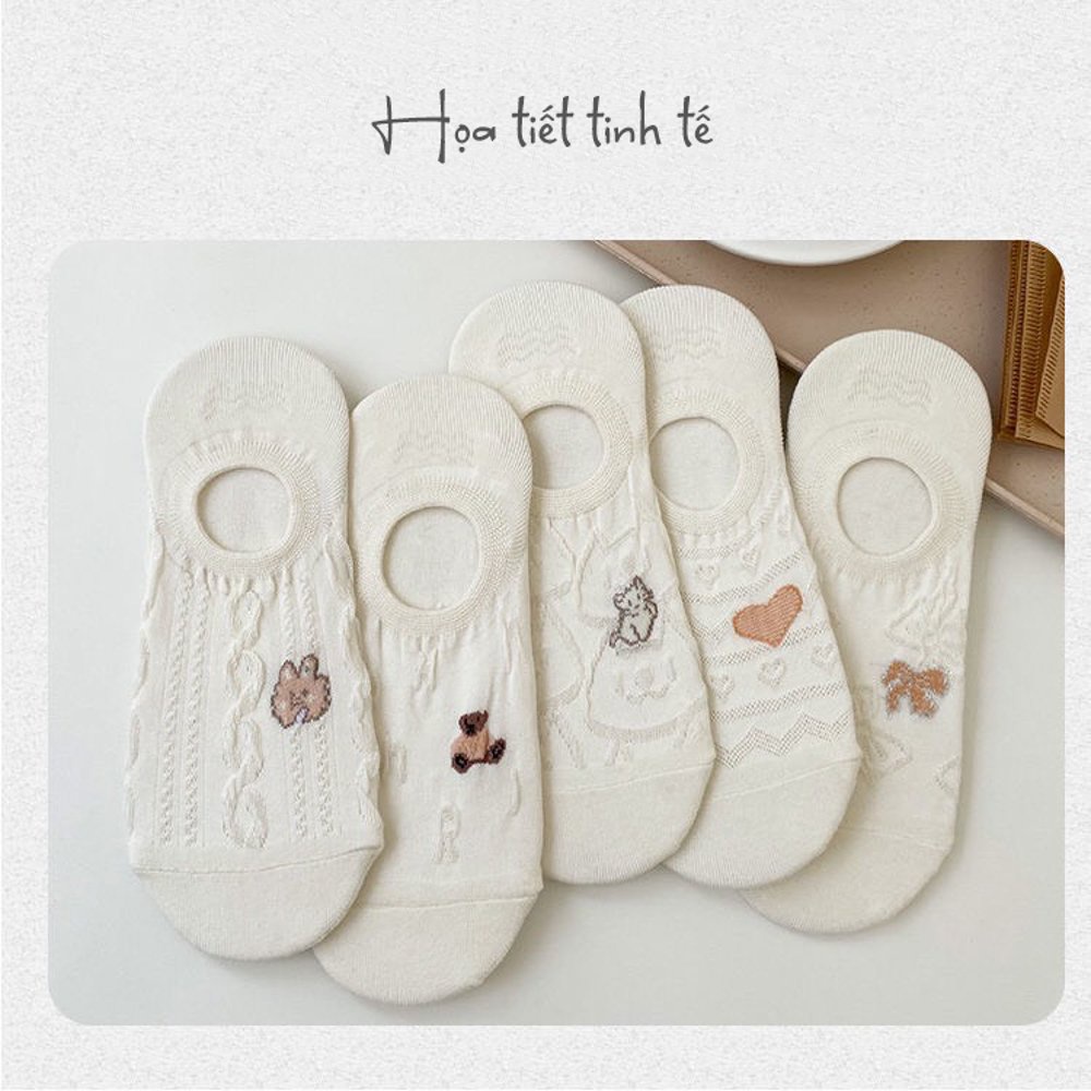 Tất nữ không cổ họa tiết thanh lịch phong cách hàn quốc chất liệu co dãn thấm hút mồ hôi