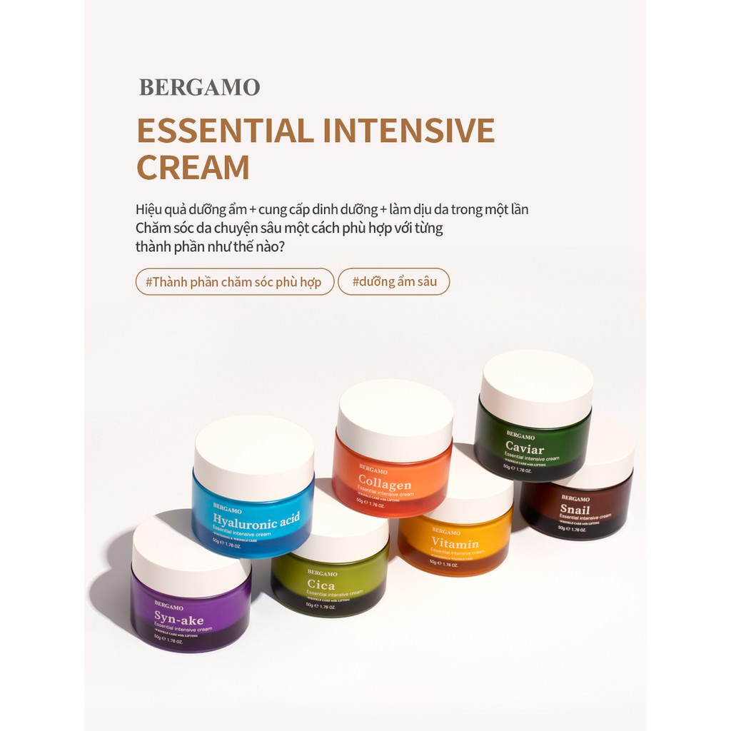 Kem Dưỡng Da Chuyên Sâu Bergamo Snail Essential Intensive 50g