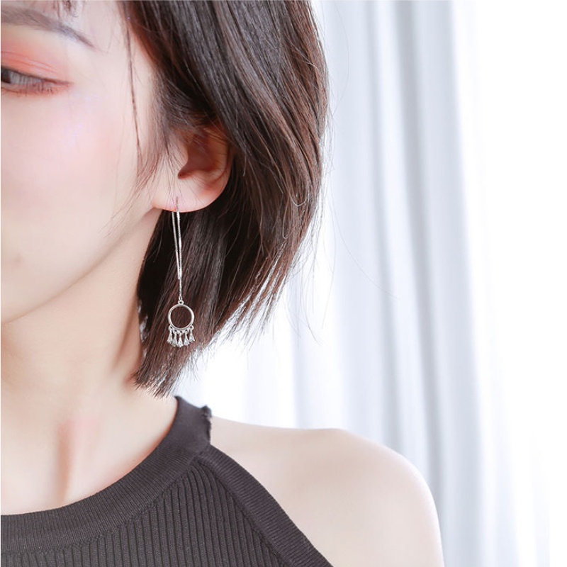 Phụ nữ mới Hoa tai dài sáng bóng Hoa tai cá tính Hoa tai phong cách Hàn Quốc