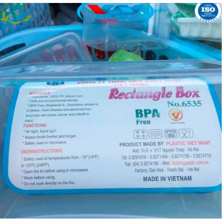 [ BAO GIÁ SHOPEE ] Hộp Đựng Thực Phẩm, Hộp Nhựa Vuông Bảo Quản Đồ Tươi Việt Nhật No 6537 - Để Tủ Lạnh Giữ Nhiệt Tiện Lợi
