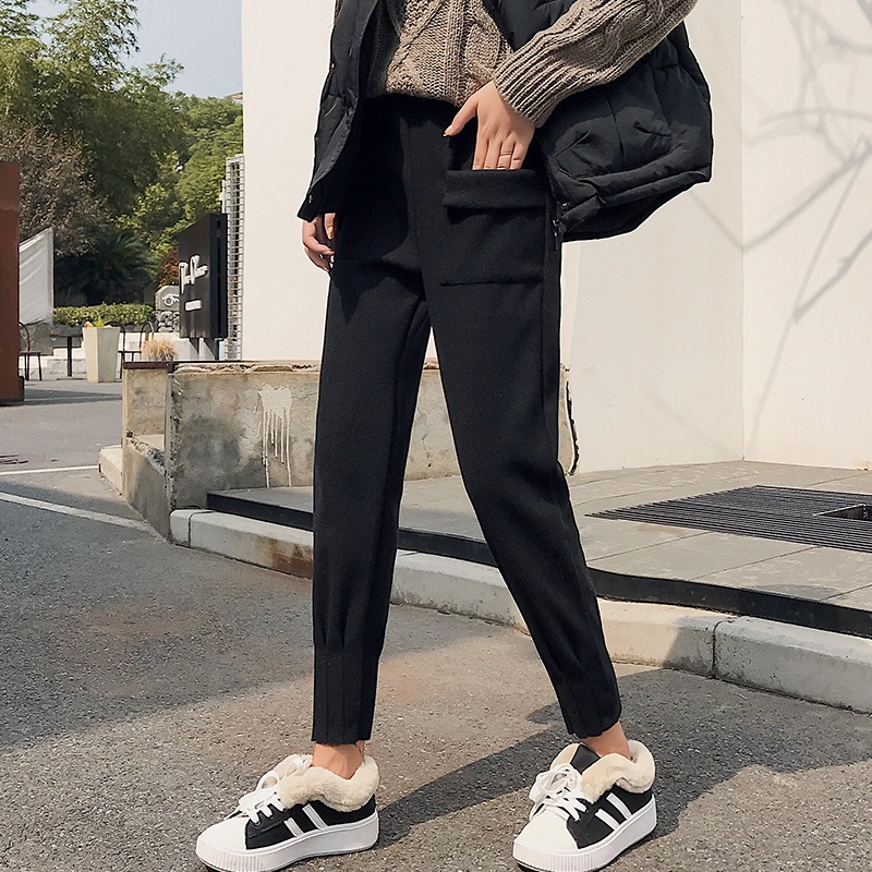 NRVP Quần Len Dài Ống Rộng Phong Cách Hàn Quốc