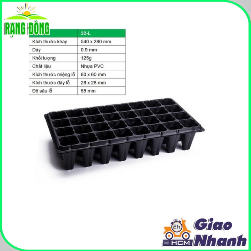 Khay Ươm Hạt Giống 32 Lỗ Nhựa Dẻo, Độ Bền Cao, Màu Đen, Giúp Tiết Kiệm Thời Gian Ươm Trồng - Hạt giống Rạng Đông