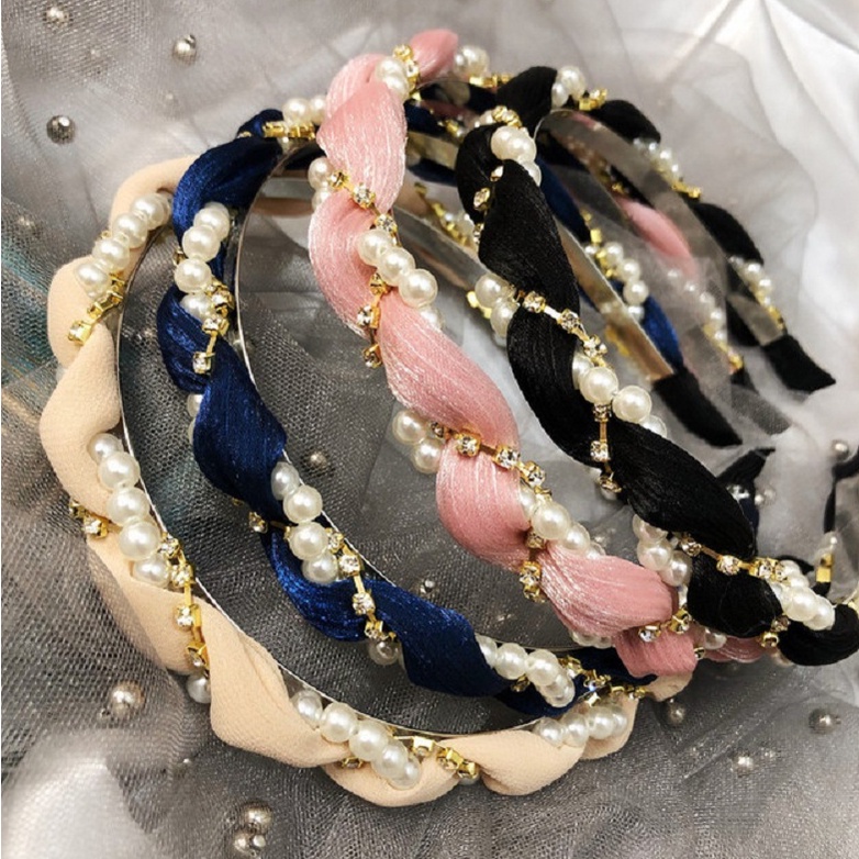 Cài Tóc Gắn Hạt Trai Nhân Tạo Phối Đá Nhựa Tiệm Thêu Việt