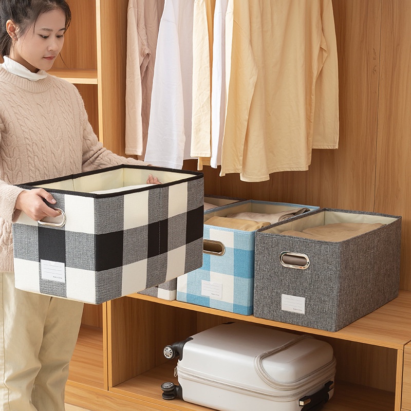 Hộp Đựng Quần Áo Bằng Vải Lanh Cotton Sức Chứa Lớn Có Thể Xếp Gọn Sắp Xếp Gọn Gàng Cho Nhà Ở Ốp