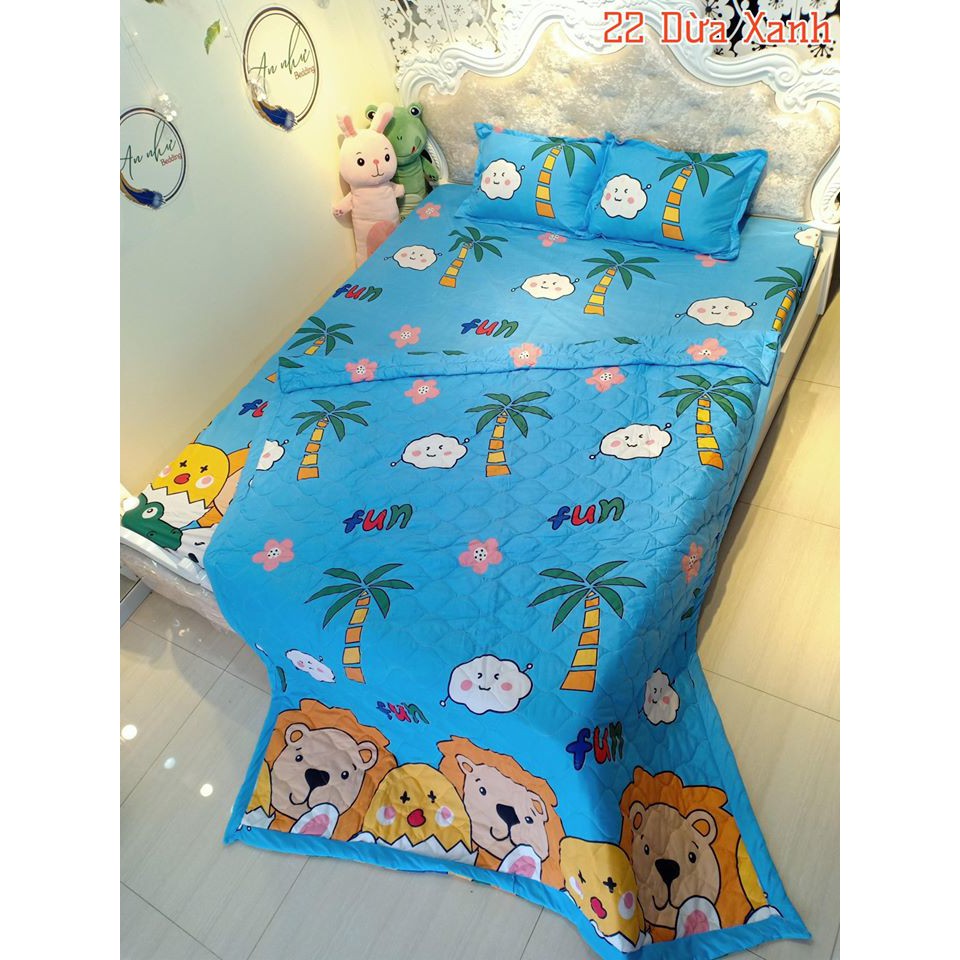 Bộ Ga Gối Mẫu 2021 cotton poly 1m6x2m,1m8x2m-HCM cây dừa xanh