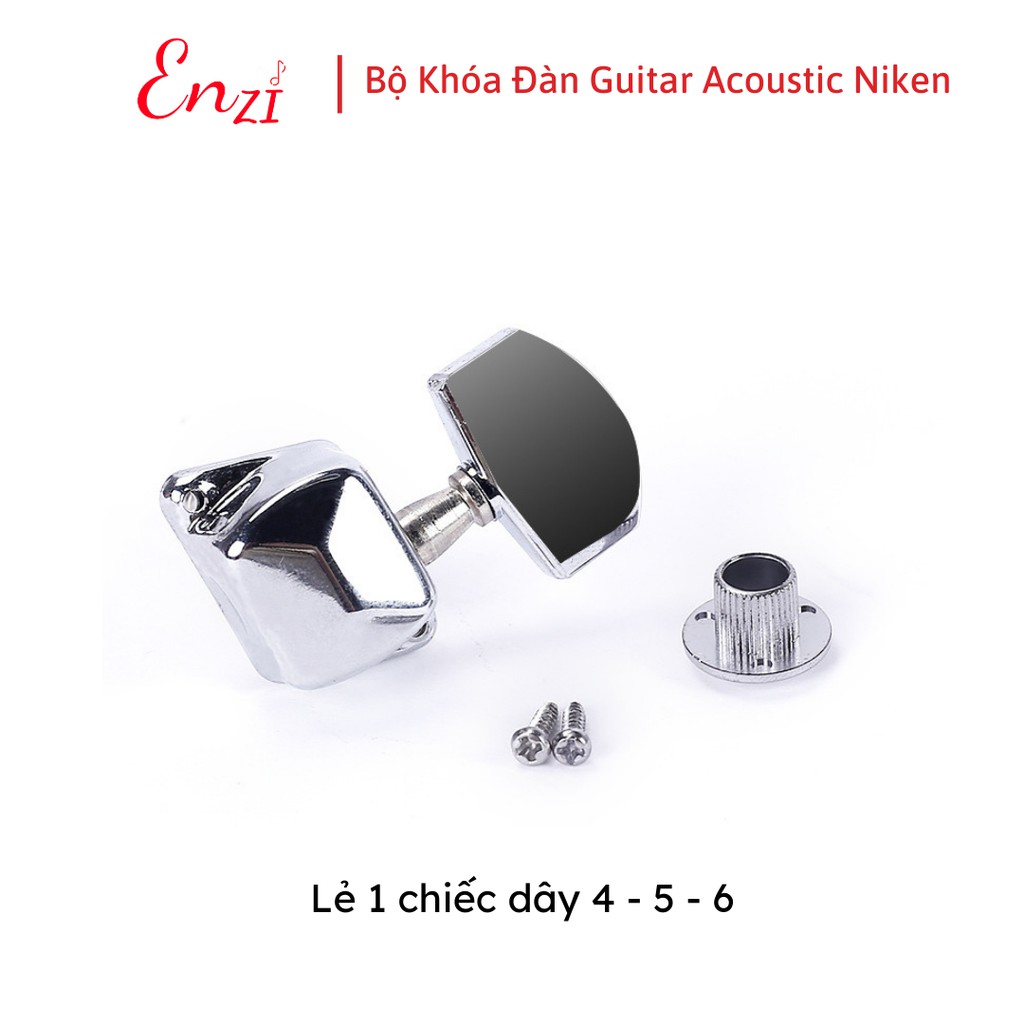 Khóa đàn guitar acoustic khóa hộp làm bằng thép không gỉ mạ niken, khóa đúc đặc đủ bộ Enzi