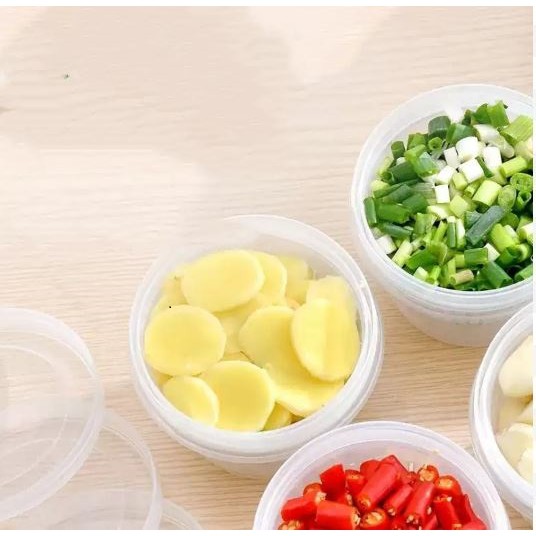 Hộp tròn bảo quản gừng tỏi hành thực phẩm ráo nước trong tủ lạnh nhà bếp tiện lợi