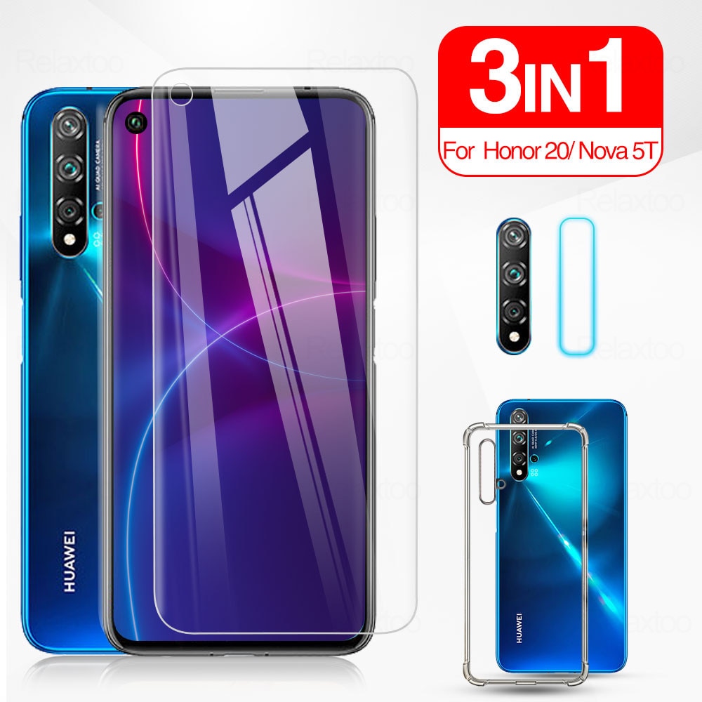 Ốp Lưng 3 Trong 1 + Kính Cường Lực Bảo Vệ Màn Hình Cho Huawei Nova 5t Honor 20 20s 20 Pro