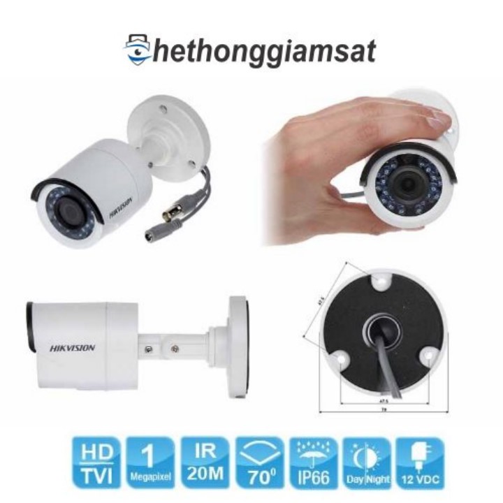 Camera HDTVI Thân Trụ HIKVISION DS-2CE16C0T-IRP 1MP Vỏ Nhựa - Chính Hãng, Bảo Hành 24 Tháng