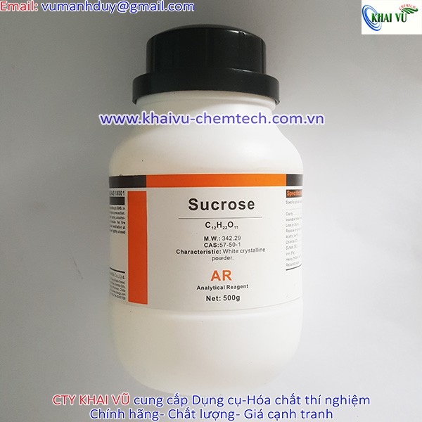 Đường Sucrose CAS 57-50-1 C12H22O11 lọ 500g Saccharose saccarose TINH KHIẾT dùng trong phòng lab, thí nghiệm