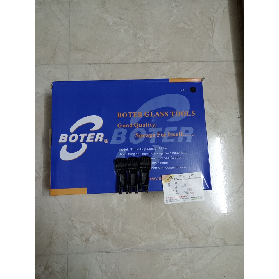 Hít kính 3 chấu hàng cao cấp, nâng kính đến 210kg, gạch180kg, có gấn tay chống trượt, hít bản to 12,5cm, hiệu Botter