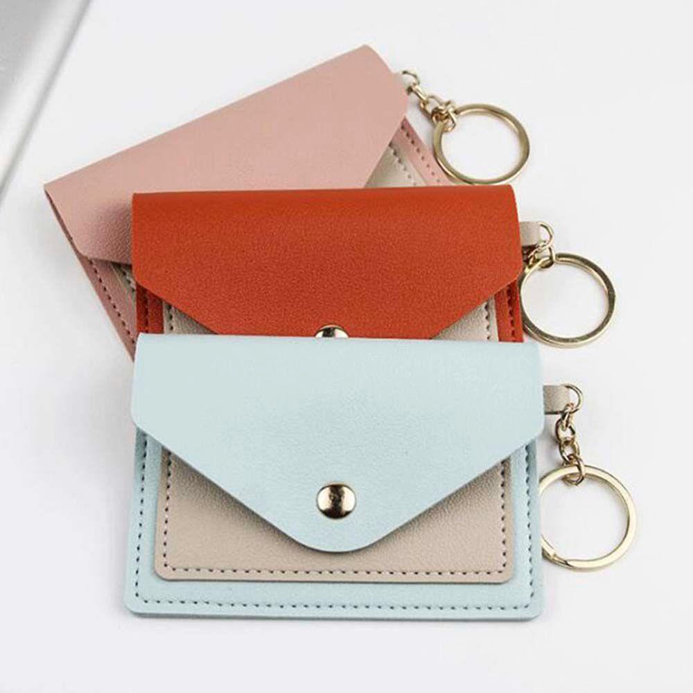 Ví Đựng Thẻ ID / Danh Thiếp Cỡ Nhỏ Màu Kẹo Kèm Móc Khóa Kiểu Hàn Quốc Tiện Dụng Cho Học Sinh