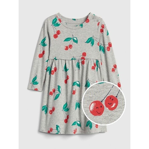 Đầm xám quả cherry xuất khẩu bé gái Gray dress, baby girl export cherry GAP NG0313