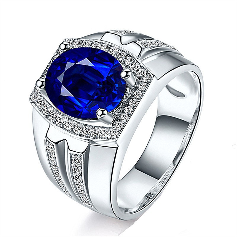 Nhẫn Bạc Nam Nữ Nhẫn Đính Hôn Sapphire Kim Cương