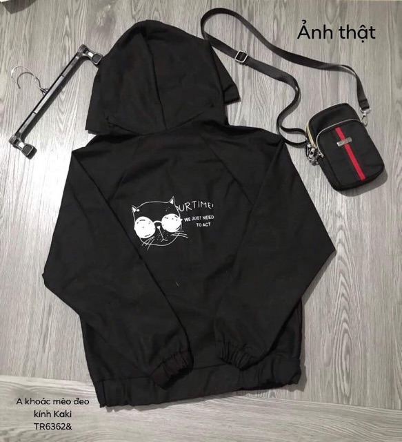 Áo khoác kaki mèo đeo kính -TR