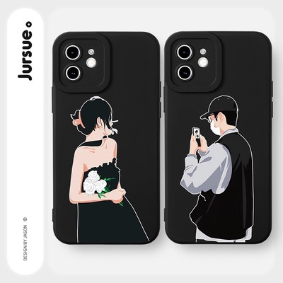 Ốp lưng JURSUE mềm hoạt hình cặp đôi dễ thương đẹp Cho iPhone 17 16 15 14 13 12 11 Pro Max SE 2020 X XR XS ip 8 7 Plus Y2366