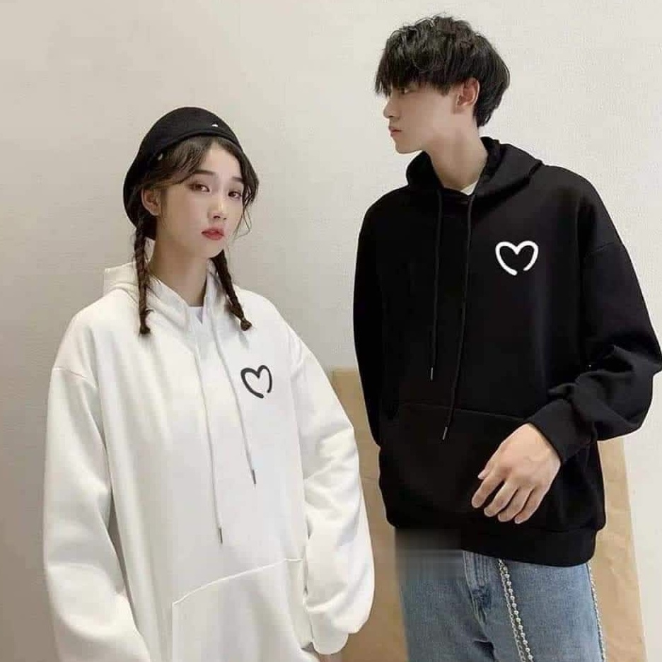 Áo HODIE UNISEX logo tim chất nỉ ngoại form rộng