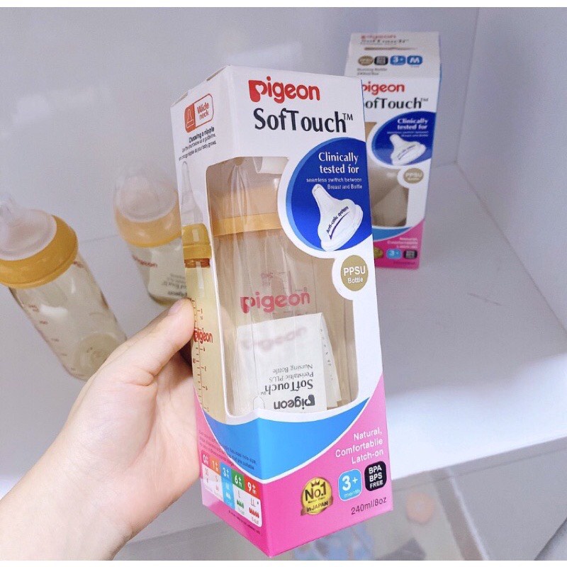 Bình sữa pigeon Softouch 160ml/240ml cho bé- hàng nhập khẩu