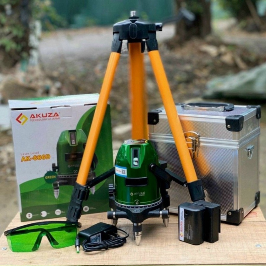 Máy Cân Bằng Laser | Máy Bắn Cốt 5 Tia Akuza AK-686D | Full Hộp + Phụ Kiện + Chân máy