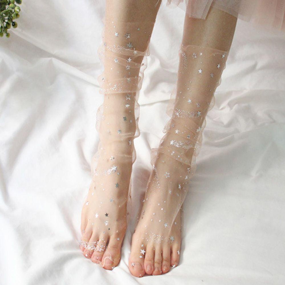Vớ Lưới Trong Suốt Nhiều Màu Đính Kim Tuyến Lấp Lánh Thời Trang Cho Nữ