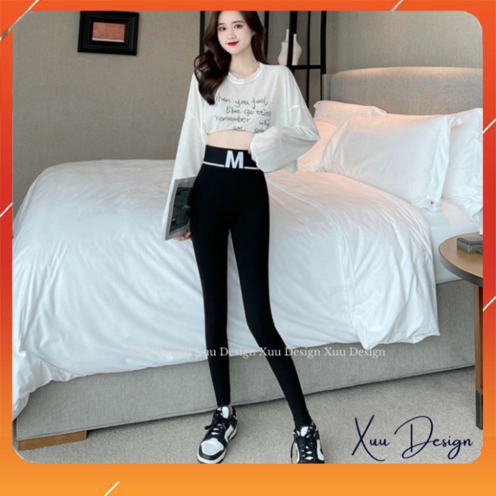 Quần legging nữ chất len tăm co dãn tôn dáng cạp chữ M