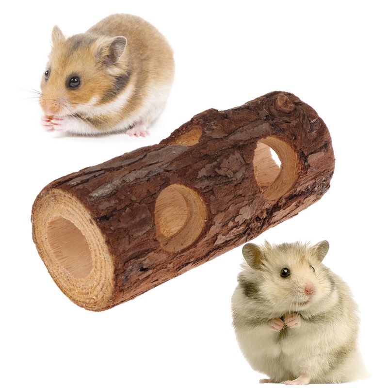 Đường hầm gỗ tự nhiên đồ chơi cho chuột hamster/sóc/chuột lang