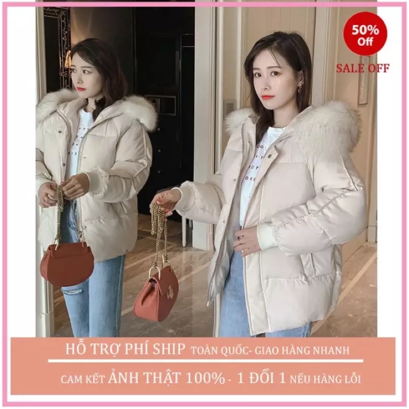 áo phao mũ lông nữ