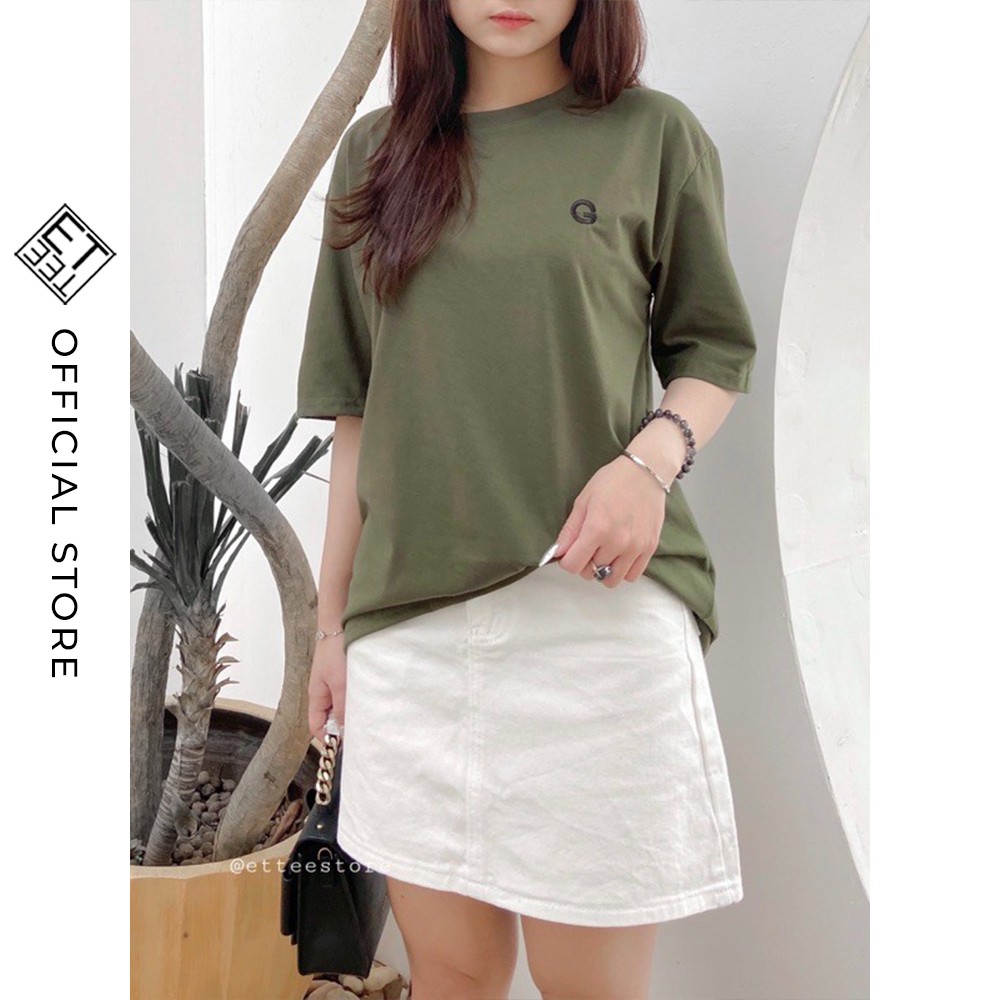 Áo thun tay lỡ ET.TEE phông unisex nam nữ vải cotton màu nâu và xanh lá đủ size Cozy A1836