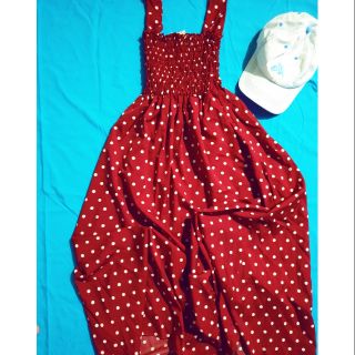 Đầm Maxi chấm bi đỏ đi biển, dạo phố.