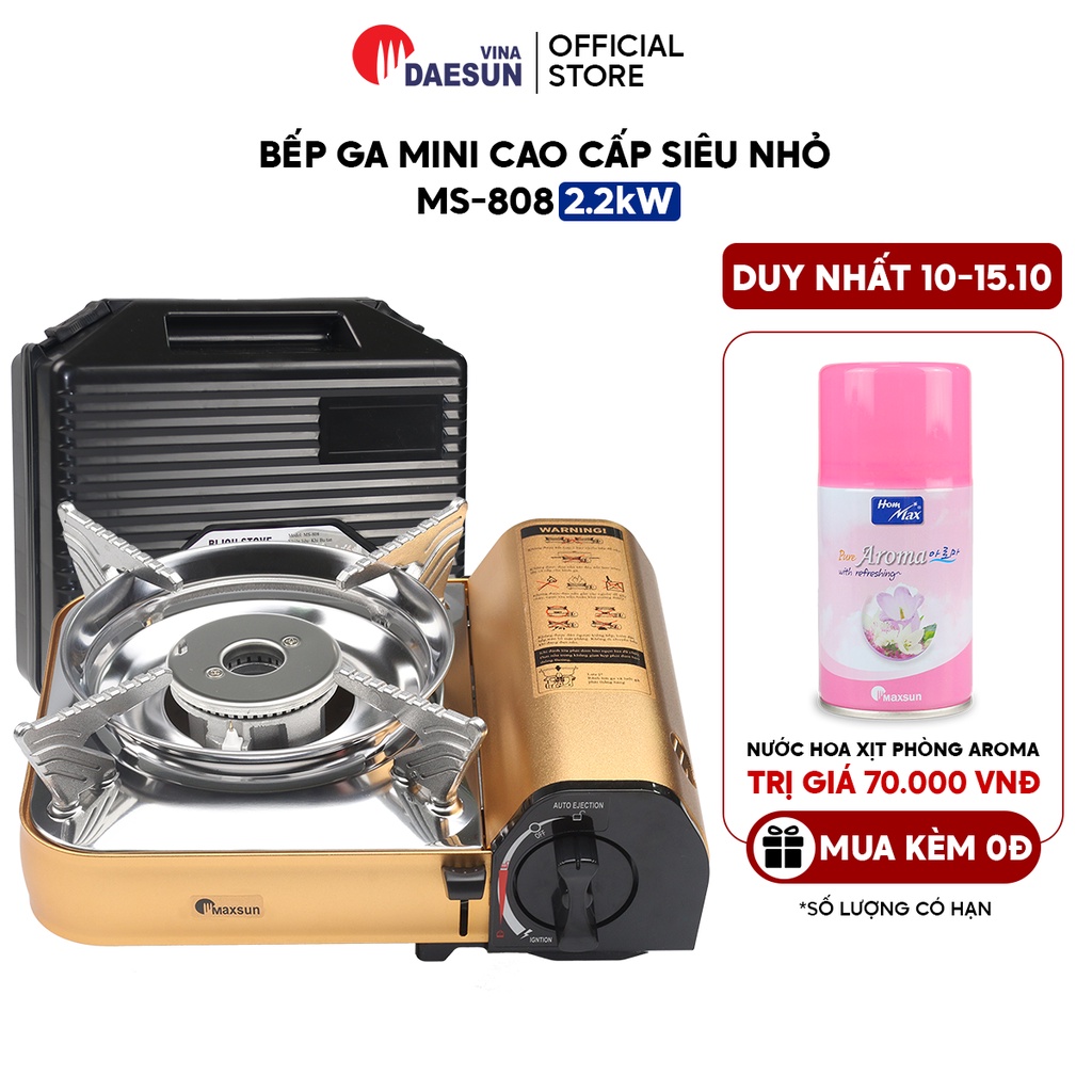 Bếp Ga Mini Siêu Nhỏ MS-808 - Công Nghệ 2 Vòng Lửa | Nhôm Nhẹ - Inox Chống Rỉ | Bảo Hành Chính Hãng 1 Năm