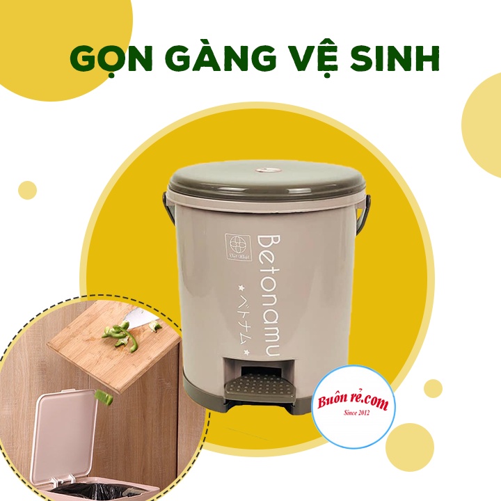 Thùng rác tròn Việt Nhật (MS: 8024) dung tích 5L – Thùng rác nhựa đạp chân 01436