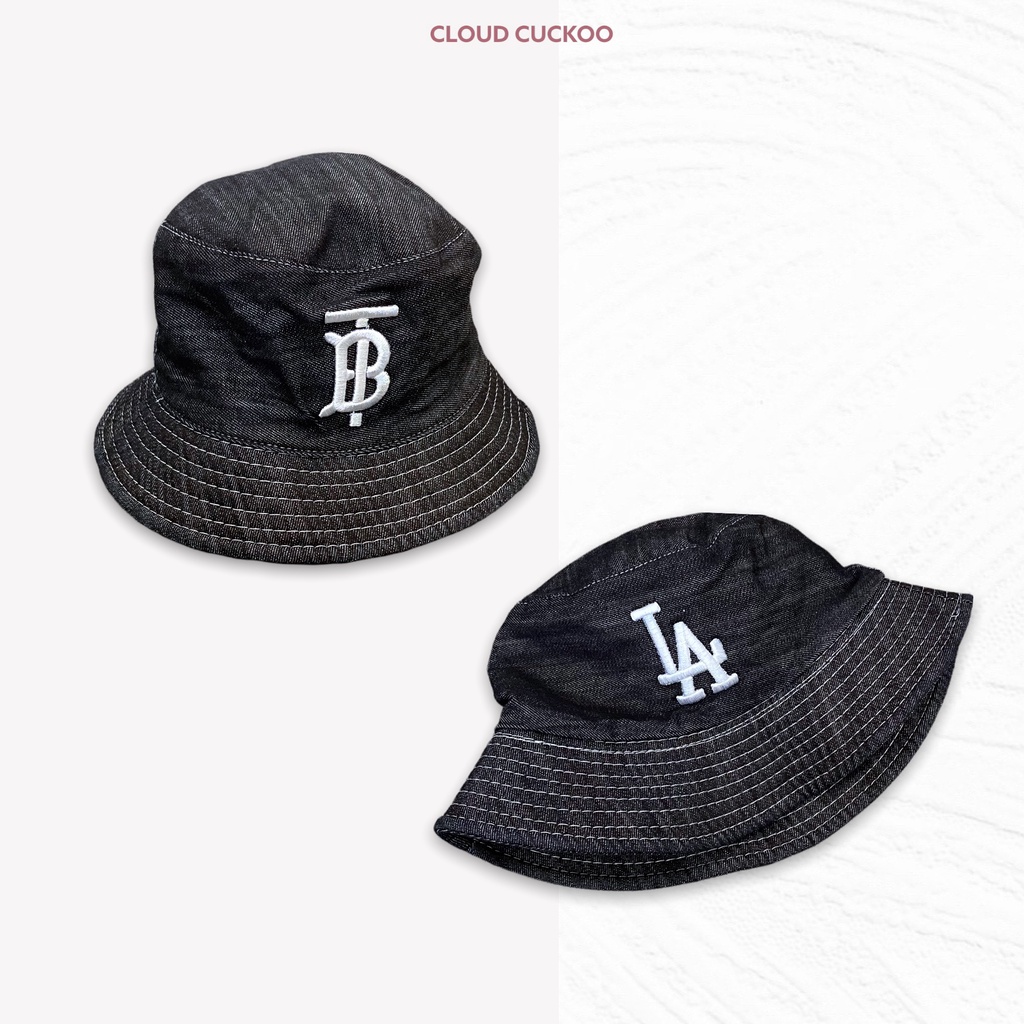 Mũ Bucket Bò Jeans Thêu Chữ 2 Mặt Phong Cách Hàn Quốc.