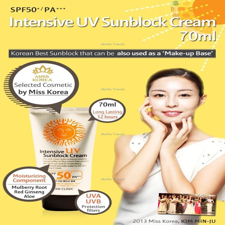 Kem chống nắng𝑭𝑹𝑬𝑬𝑺𝑯𝑰𝑷Kem Chống Nắng 3w Clinic Intensive UV Sunblock Cream SPF 50 Pa+++