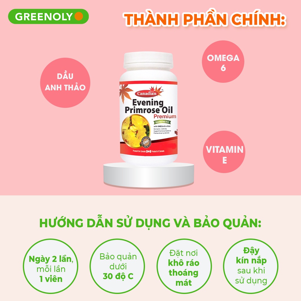 Tinh dầu hoa anh thảo David Health Evening Primrose Oil 200 viên hỗ trợ cân bằng nội tiết tố làm đẹp da tóc, móng