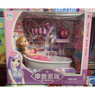 Hộp đồ chơi Búp bê trong phòng tắm kèm rất nhiều phụ kiện 329 (tặng kèm pin và giao màu ngẫu nhiên)