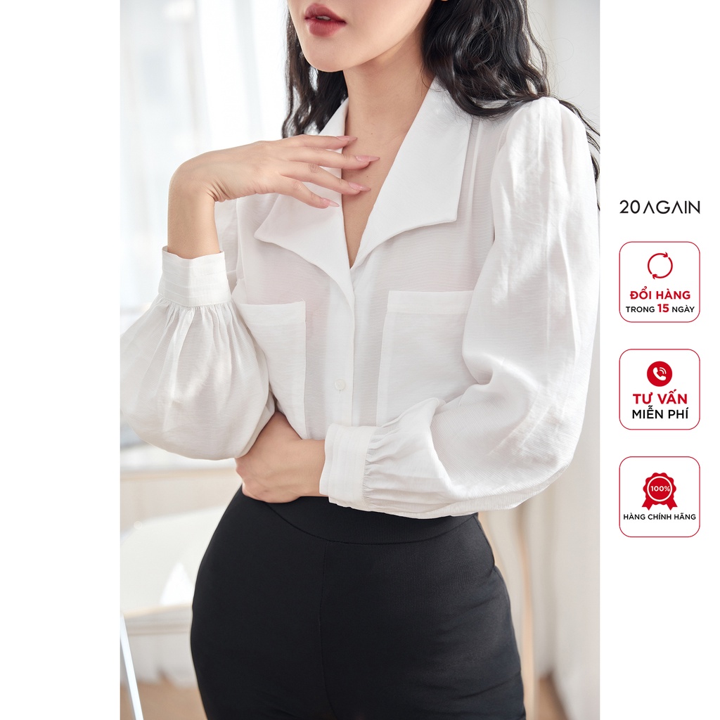Áo sơ mi dài tay cổ bẻ 20Again, thiết kế túi ngực độc đáo, sành điệu ASA2033