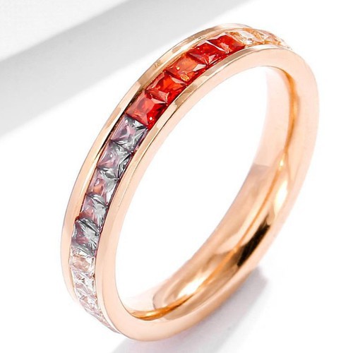 Nhẫn Nữ 1 Hàng Đá Nhân Tạo Nhiều Màu Titan Ko Đen TT 2532